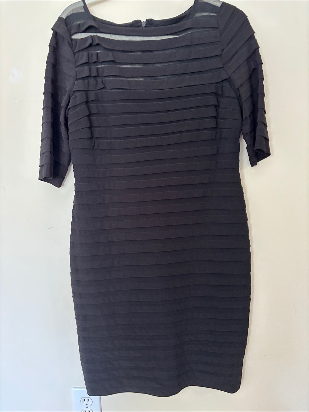 Adrianna Papell Black Layered Sheath Dress